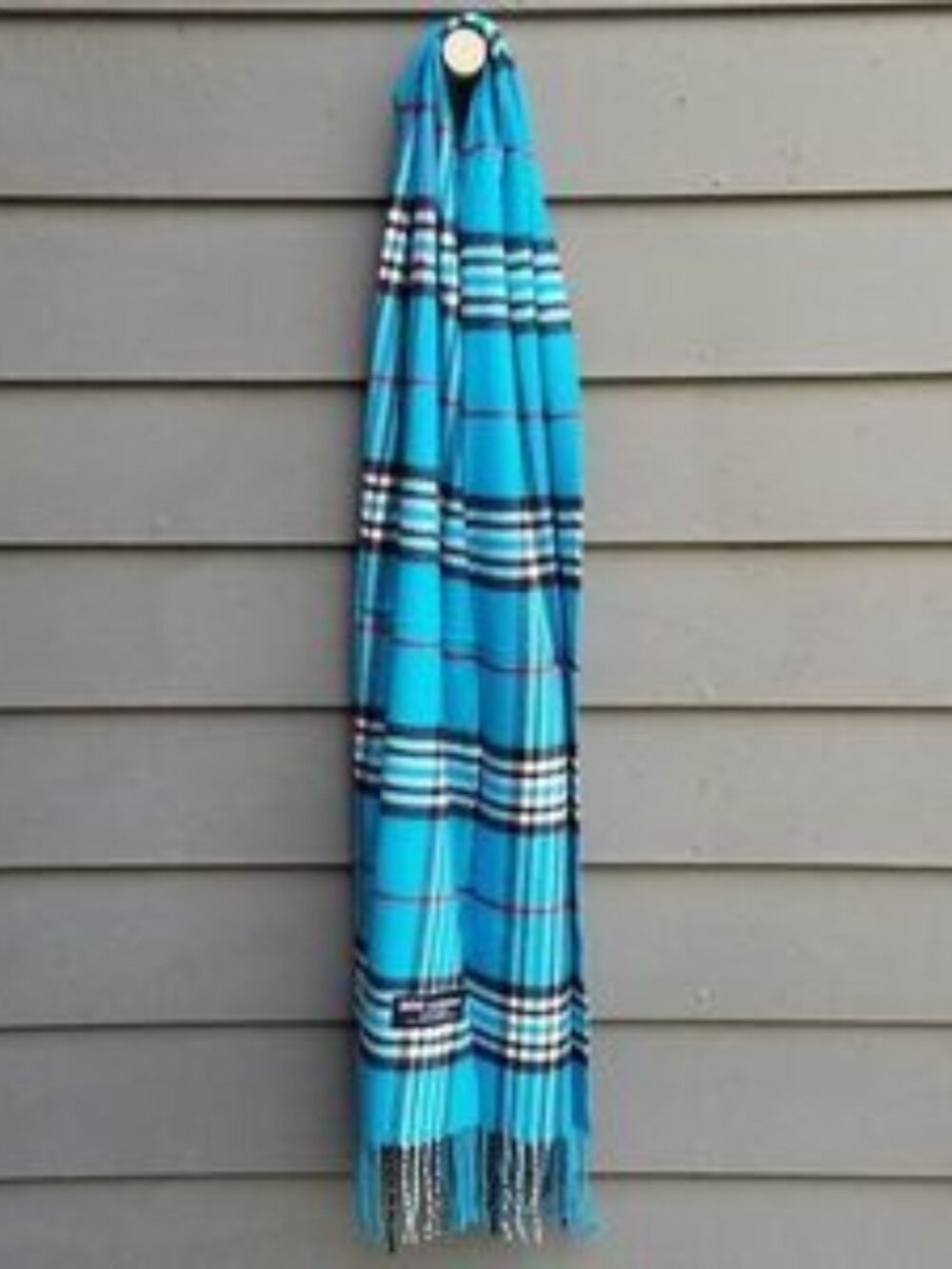 Cashmere Turquoise Plaid Scarf NEW  So Soft..100% Scottish Cashmere